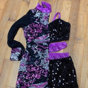 Glamour Costume Purple and Black Sequin Biketard